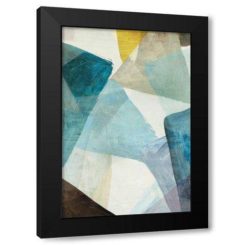 Blue Geometric I Black Modern Wood Framed Art Print with Double Matting by PI Studio