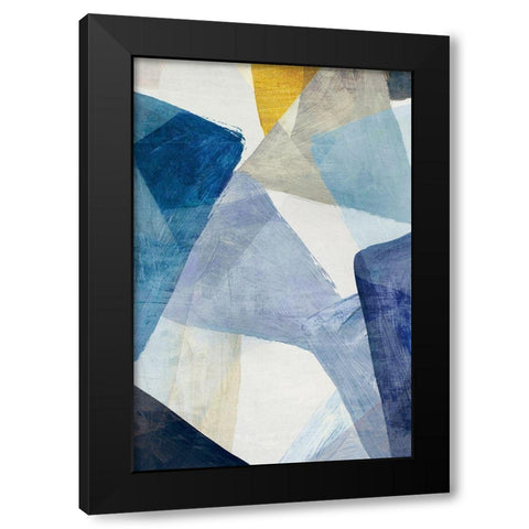 Blue Geometric I Indigo Version Black Modern Wood Framed Art Print with Double Matting by PI Studio