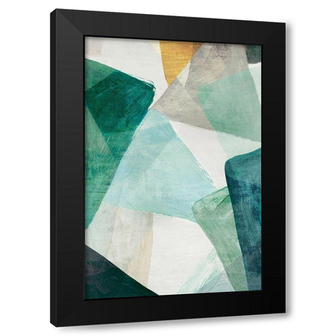 Blue Geometric I Mint Version  Black Modern Wood Framed Art Print with Double Matting by PI Studio