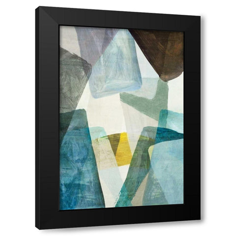 Blue Geometric II Black Modern Wood Framed Art Print by PI Studio