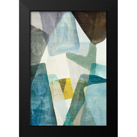 Blue Geometric II Black Modern Wood Framed Art Print by PI Studio