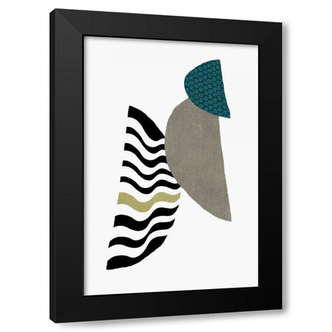 Wave Black Modern Wood Framed Art Print with Double Matting by PI Studio