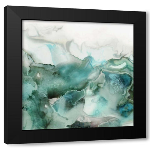 Mint Bubbles I Black Modern Wood Framed Art Print with Double Matting by PI Studio