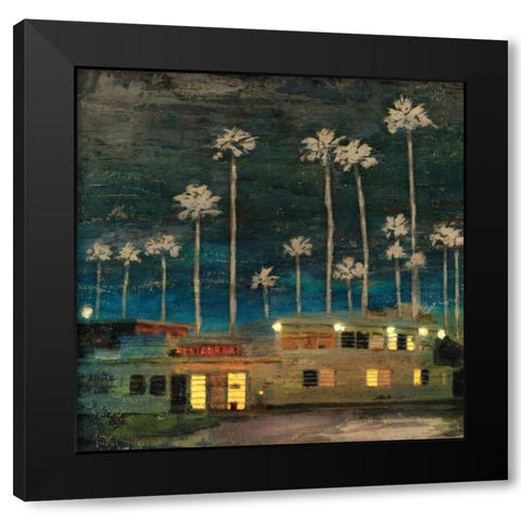 Palm Sunset Black Modern Wood Framed Art Print with Double Matting by PI Studio