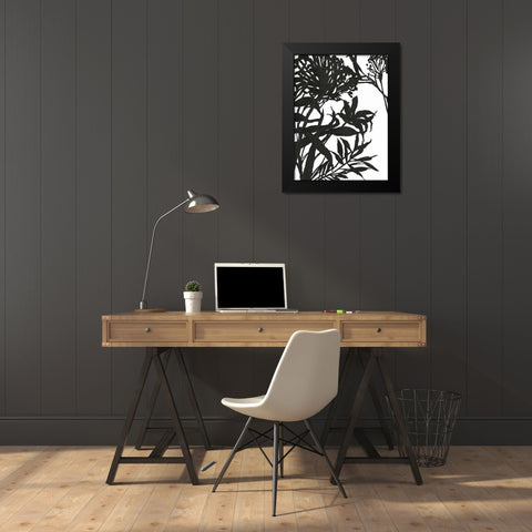 Monochrome Foliage I Black Modern Wood Framed Art Print by PI Studio