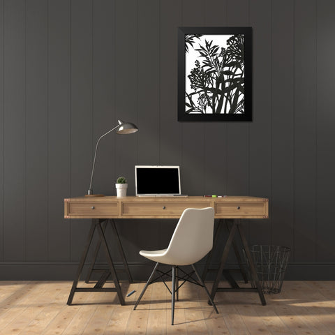 Monochrome Foliage II Black Modern Wood Framed Art Print by PI Studio