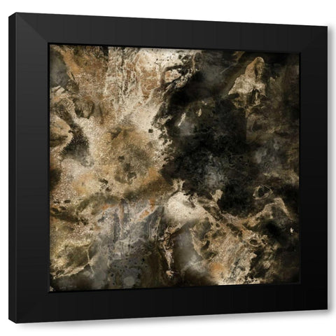 Gold Marbled Abstract III Black Modern Wood Framed Art Print with Double Matting by PI Studio