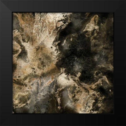 Gold Marbled Abstract III Black Modern Wood Framed Art Print by PI Studio