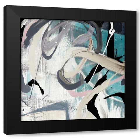 Tangled I Teal Version Black Modern Wood Framed Art Print with Double Matting by PI Studio