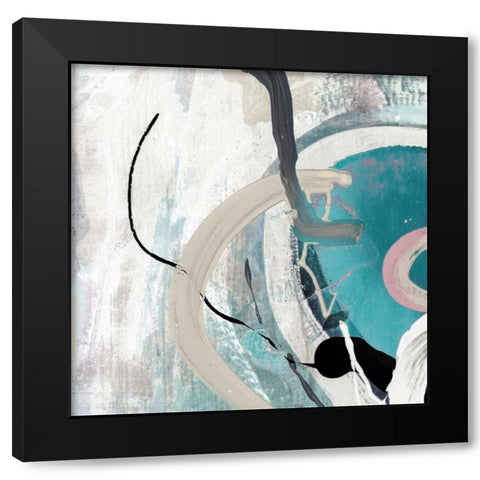 Tangled II Teal Version Black Modern Wood Framed Art Print with Double Matting by PI Studio