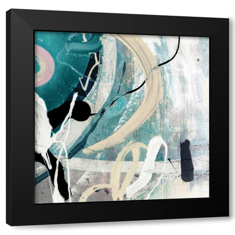 Tangled III Teal Version Black Modern Wood Framed Art Print with Double Matting by PI Studio