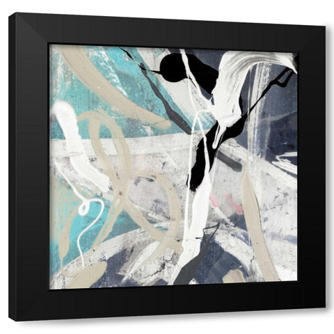 Tangled IV Teal Version Black Modern Wood Framed Art Print with Double Matting by PI Studio