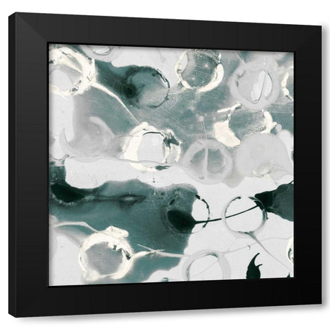Teal Spatter I Black Modern Wood Framed Art Print by PI Studio