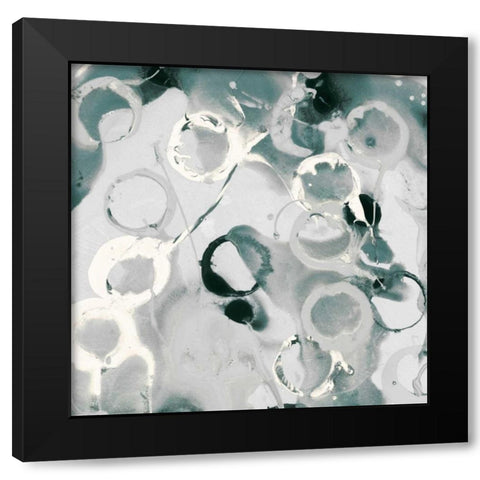 Teal Spatter II Black Modern Wood Framed Art Print with Double Matting by PI Studio
