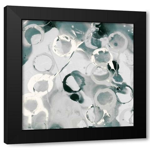 Teal Spatter II Black Modern Wood Framed Art Print by PI Studio