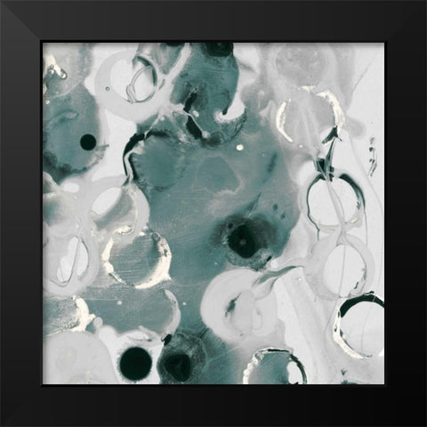 Teal Spatter IV Black Modern Wood Framed Art Print by PI Studio
