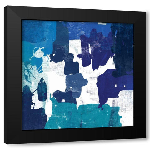Block Paint I Blue Version Black Modern Wood Framed Art Print with Double Matting by PI Studio