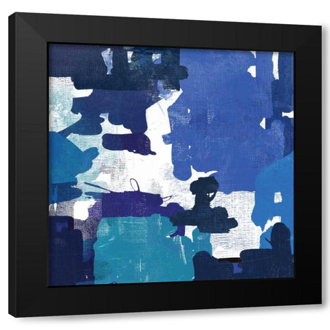Block Paint II Blue Version Black Modern Wood Framed Art Print with Double Matting by PI Studio