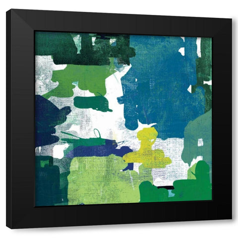 Block Paint II Green Version Black Modern Wood Framed Art Print with Double Matting by PI Studio