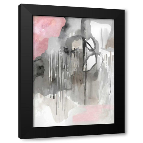 Muted Abstract Black Modern Wood Framed Art Print with Double Matting by PI Studio