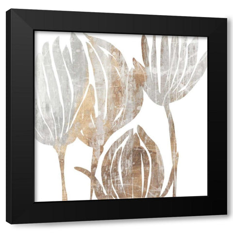 Marble Foliage III Black Modern Wood Framed Art Print with Double Matting by PI Studio