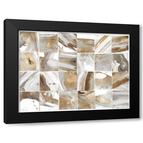 Marbled Tiles Black Modern Wood Framed Art Print by PI Studio