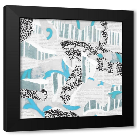 Ripped Collage Black Modern Wood Framed Art Print with Double Matting by PI Studio