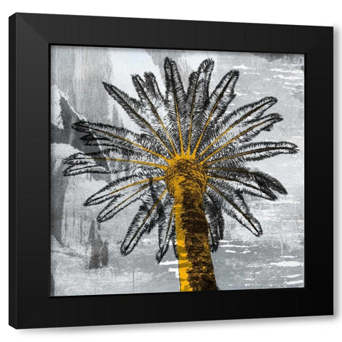 Palm Leaves Black Modern Wood Framed Art Print with Double Matting by PI Studio