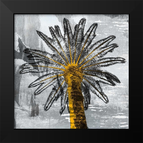 Palm Leaves Black Modern Wood Framed Art Print by PI Studio