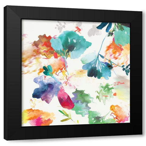 Glitchy Floral I Black Modern Wood Framed Art Print with Double Matting by PI Studio