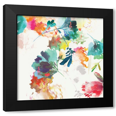 Glitchy Floral II Black Modern Wood Framed Art Print with Double Matting by PI Studio