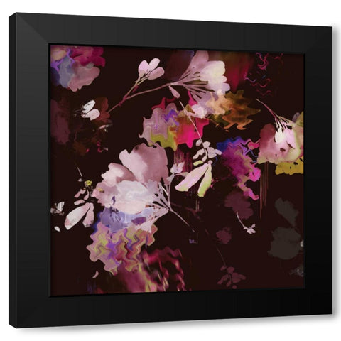 Glitchy Floral IV Black Modern Wood Framed Art Print with Double Matting by PI Studio