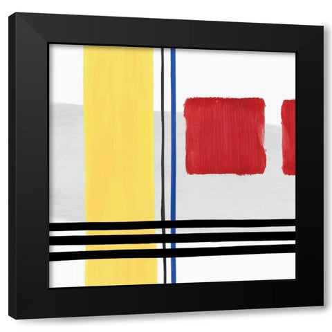 Lines I Black Modern Wood Framed Art Print with Double Matting by PI Studio