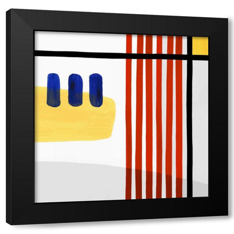 Lines II Black Modern Wood Framed Art Print with Double Matting by PI Studio