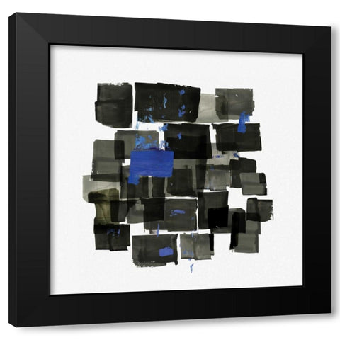 Black Tiles Black Modern Wood Framed Art Print by PI Studio