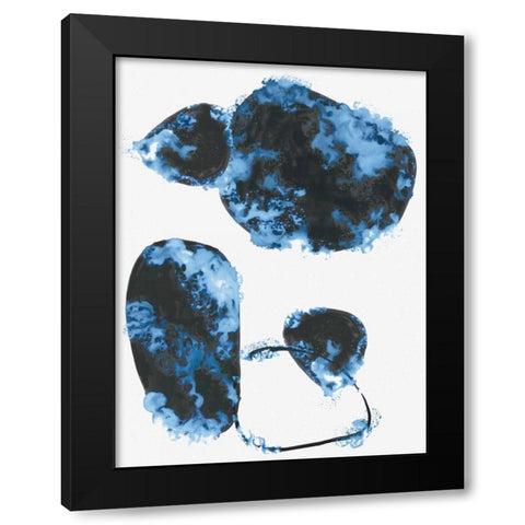 Blue Stone II Black Modern Wood Framed Art Print with Double Matting by PI Studio