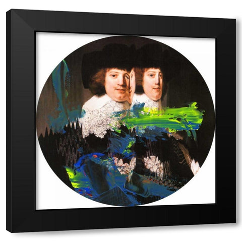 Blue Vanguard I Black Modern Wood Framed Art Print with Double Matting by PI Studio