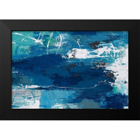 Blue Abstractions Black Modern Wood Framed Art Print by PI Gallerie