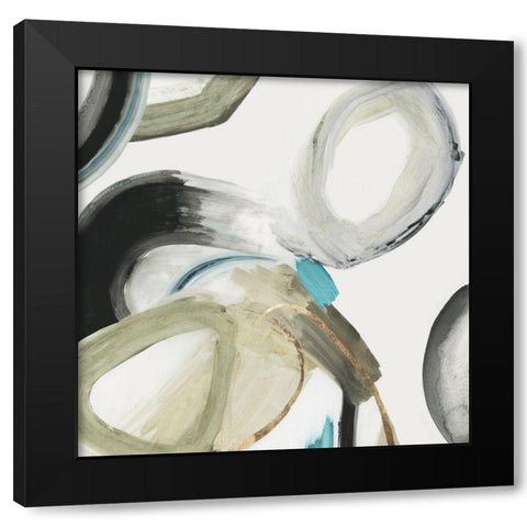 Rings and Lines I Black Modern Wood Framed Art Print with Double Matting by PI Studio