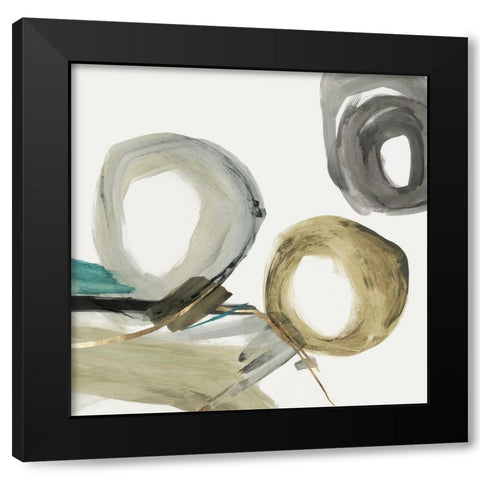 Rings and Lines II Black Modern Wood Framed Art Print with Double Matting by PI Studio