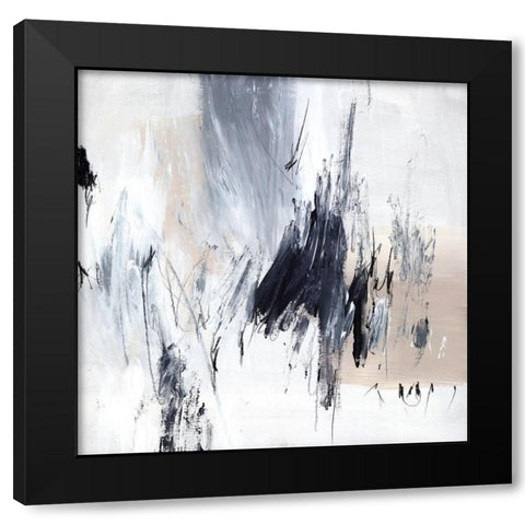 Scribble II Black Modern Wood Framed Art Print with Double Matting by PI Studio