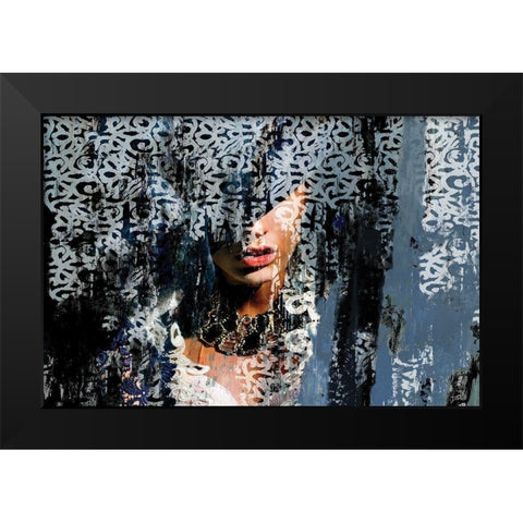 Lace Face  Black Modern Wood Framed Art Print by PI Studio