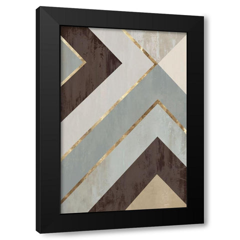 Golden Lines II Black Modern Wood Framed Art Print by PI Studio