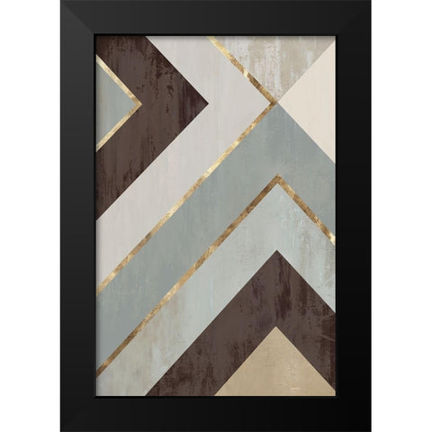 Golden Lines II Black Modern Wood Framed Art Print by PI Studio