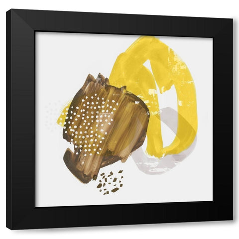 Painted Yellow I Black Modern Wood Framed Art Print with Double Matting by PI Studio