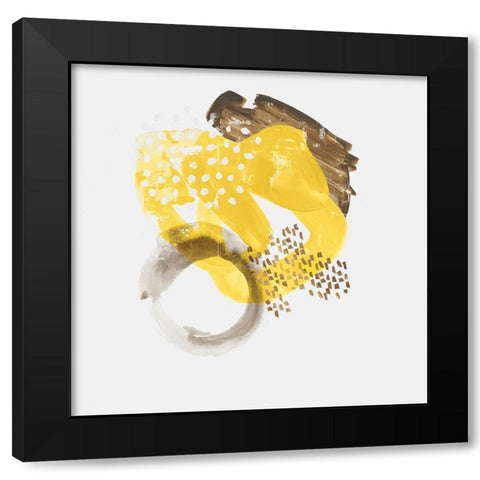 Painted Yellow II Black Modern Wood Framed Art Print with Double Matting by PI Studio