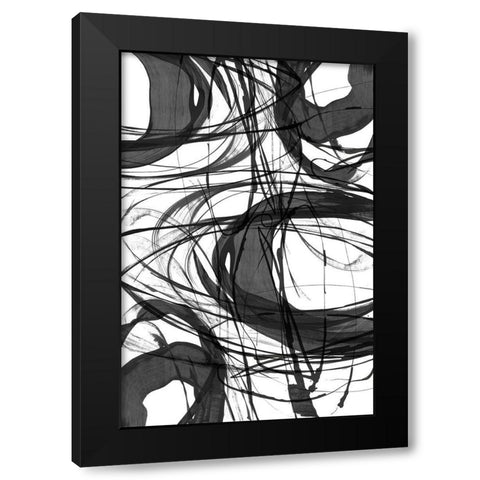 Swirling I Black Modern Wood Framed Art Print with Double Matting by PI Studio