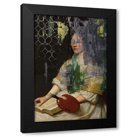 Lady in Yellow  Black Modern Wood Framed Art Print with Double Matting by PI Studio