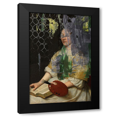 Lady in Yellow  Black Modern Wood Framed Art Print by PI Studio