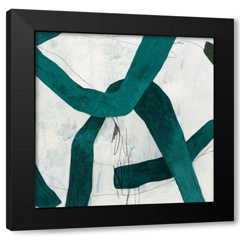 Green Bow II Black Modern Wood Framed Art Print with Double Matting by PI Studio